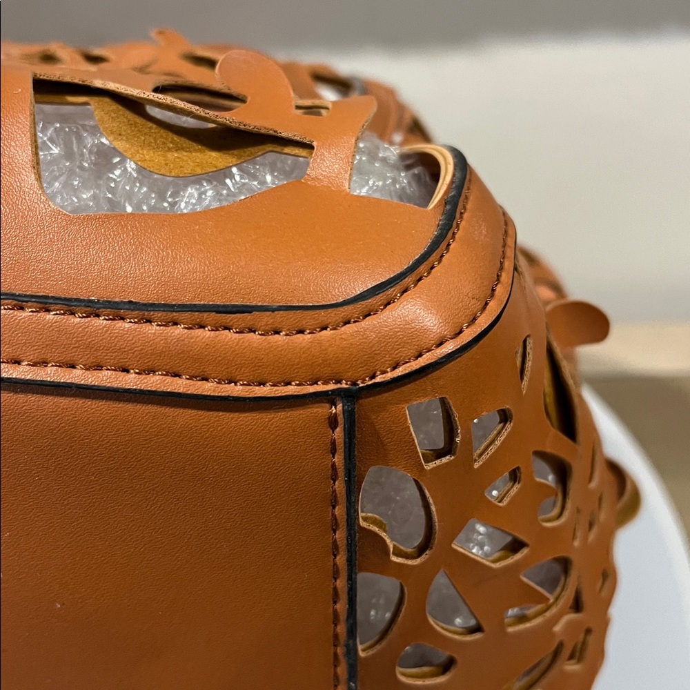 Brown Laser Cut Cutout Handbag Crossbody - Picture 9 of 11
